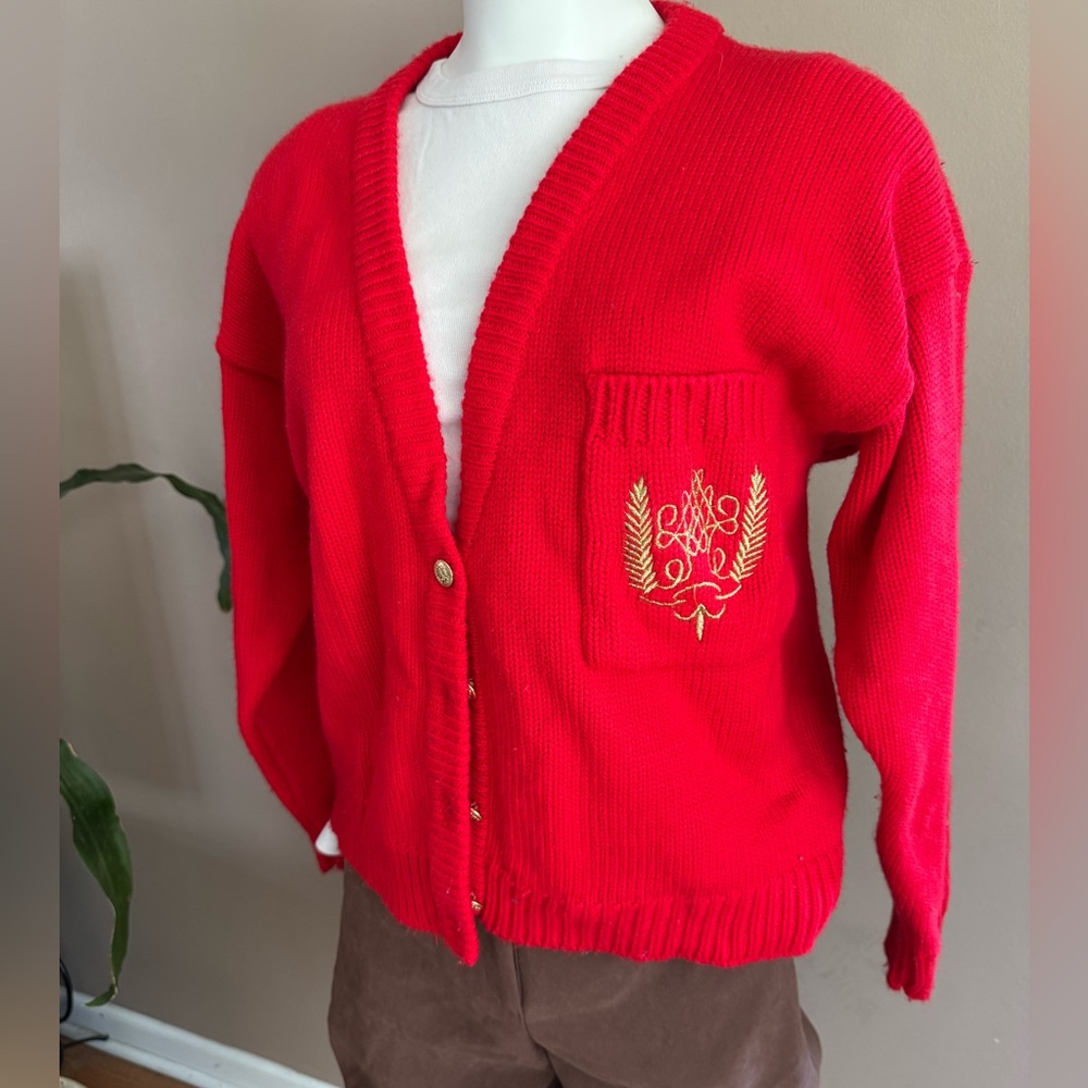 Red Women's Cardigan Sweater